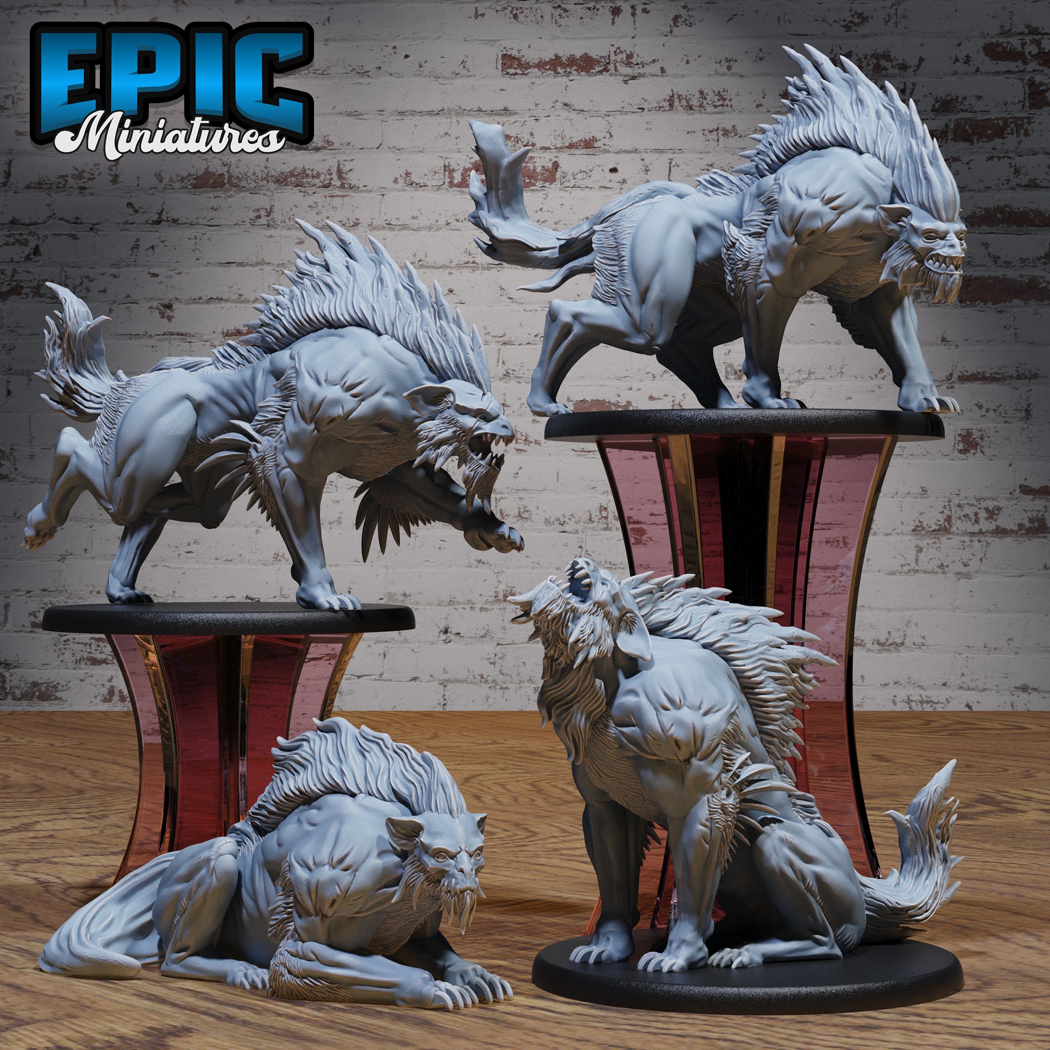 Warg Beast Set / Dire Wolf / Wild Animal Creature / Evil Predator / Hound Monster / Big Were Canine / Forest Creature / Classic Woodland Encounter